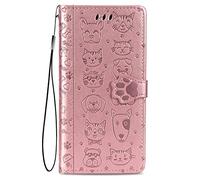 Fertuo Coque pour Xiaomi Redmi Note 12 4G, Antichoc Portefeuille Étui Housse en Cuir à Rabat avec Porte Carte, Chiusura Magnetica [Motif de Chat Chien] Flip Cover Case pour Redmi Note 12 4G, Or Rose