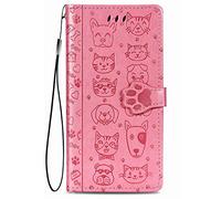 Fertuo Coque pour Xiaomi Redmi Note 13 4G, Antichoc Portefeuille Étui Housse en Cuir à Rabat avec Porte Carte, Chiusura Magnetica [Motif de Chat Chien] Flip Cover Case pour Redmi Note 13 4G, Rose