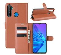 Fertuo Coque Realme 6i / Realme 5 / Realme 5i / Realme C3, Antichoc Portefeuille Étui Housse en Cuir à Rabat Flip Cover Case avec Porte Carte, Béquille, Boucle Magnétique pour Realme 5, Marron