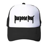 Feruch Custom Justin Bieber Purpose Tour Classical Logo Trucker Hat Orange Sun Hat Black