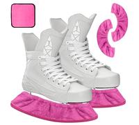 Feruchun 1 Paire Protège-Lames pour Patins à Glace,Protection de Patin a Glace avec 1 Serviette,Élastiques Protège-Patins pour Artistique et Hockey,Jeunes et Adultes (Rose)