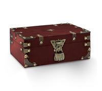 Feruchun Coffre Tresor Bois,Boite Tresor Code,24x17x9.5cm,Coffre au Trésor Vintage pour Soirée à Thème Pirate,Rangement et Décoration (Rouge)