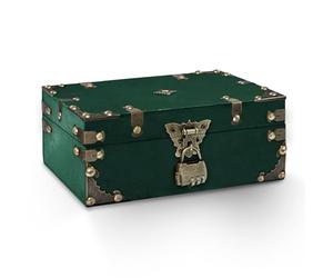 Feruchun Coffre Tresor Bois,Boite Tresor Code,24x17x9.5cm,Coffre au Trésor Vintage pour Soirée à Thème Pirate,Rangement et Décoration (Vert)