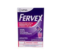 Fervex adultes framboise 8 sachets de granulés pour solution buvable