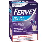 Fervex Adultes Sans Sucre 8 Sachets Paracétamol, Phéniramine, Vitamine C