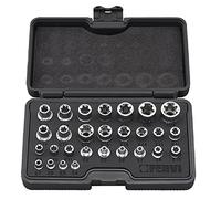 Fervi 0195 Serie Lot de 28 clés à douille Torx, adaptées pour boulons Torx Chrome Vanadium