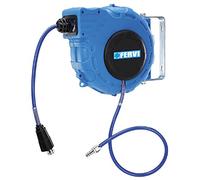 Fervi Enrouleur de tuyau d'air, automatique, bleu, 15 cm x 35 cm x 35 cm, 4,5 kg, 16 bar/250 psi, 0 ÷ 45 °C, 1/4 BSPT, diamètre 12 x 8 mm, 15 + 1 m, montage mural, 0481/15