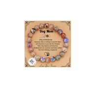 Fervia Cadeau pour femme - Bracelet en pierre de jaspe impériale naturelle colorée - Cadeau de remise de diplôme pour la fête des mères - Cadeau pour enseignant - Avec carte de message cadeau, taille