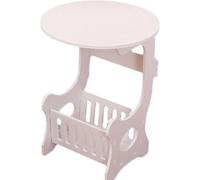 feryitao Petite table ronde minimaliste à double couche, table basse pratique, table de chevet en bois plus blanc, tendance et respectueuse de l'environnement