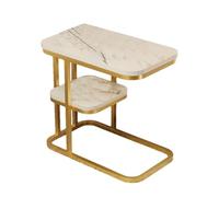 feryitao Salon Carré Canapé Table D'appoint Mobilier en Métal Minimaliste Pratique Chevet Double Étagère de Rangement