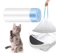 Ferypet Lot de 20 sacs à litière pour chat avec cordon de serrage, capacité de 37 à 40 litres, sacs à déchets pour bac à litière robot 3/4, doublures de tiroir à déchets - 63,5 x 40 cm