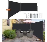 Ferzone 180 x 600cm Double Paravent Exterieur, Aluminium Auvent Latéral Rétractable et Opaque, Brise-Vue pour Jardin, Balcon&Terrasse, Store Latéral avec Protection Solaire, Gris Foncé