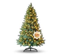 Ferzone 240cm Sapin de Noel Artificiel Vert avec 300 Lampes LED, Arbre de Noel avec 1220 Pointes de Sapin en PVC, Pied en Métal, Montage Facile&Design Pliant