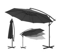 Ferzone Parasol Déporté Ø 3m avec Manivelle, Parasol de Jardin Exterieur Anti-UV & résistant au vent, Sun umbrella Petit Rotatif à 360 ° pour Marché Balcon Terrasse Piscine (Gris Noir)