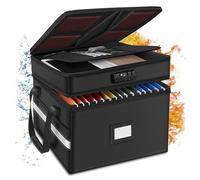 Fesatccoz Boîte à documents ignifuge avec serrure 2 couches ignifuge et étanche avec bandes réfléchissantes pour la maison, le bureau, la voiture et les urgences