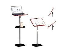 Fesatccoz Support de Livre et Ordinateur Portable avec Pupitre de Lecture Réglable - Bureau Debout Hauteur 69-103cm pour Tablette et Projecteur - Pupitre Musique avec Plateau Amovible et Clips Pages