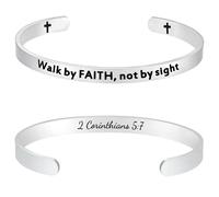 Fesciory Bracelets inspirants pour femme, en acier inoxydable gravé avec citation positive du mantra « Keep Going » pour elle, Métal, Pas de gemme
