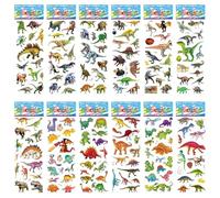 FESDMOH 12 Feuilles Stickers Book, Autocollants 3D, Autocollant Animaux, Comprenant des Véhicule, Dinosaure, Nombre, Animal, Excavateur (Dinosaures)