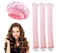 FESDMOH 3 Pcs Boucle Sans Chaleur, Boudin Cheveux, Bigoudis Cheveux avec Crochets, avec Bonnet Satin, pour Divers Types de Cheveux, Cheveux Longs et Courts