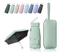 FESDMOH Mini Parapluie, Parapluie Pliant, Ombrelle Anti Uv, Mini Parapluie de Poche, Voyage, Poche Solide, avec Boîte de Rangement