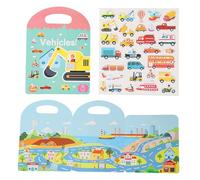 FESDMOH Stickers Book, Autocollants, Autocollant Animaux, Comprenant des Véhicule, Dinosaure, Nombre, Animal, Excavateur (Transports)