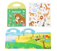 FESDMOH Stickers Book, Autocollants, Autocollant Animaux, Comprenant des Véhicule, Dinosaure, Nombre, Animal, Excavateur (Animaux)