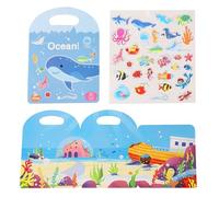 FESDMOH Stickers Book, Autocollants, Autocollant Animaux, Comprenant des Véhicule, Dinosaure, Nombre, Animal, Excavateur (Océan)