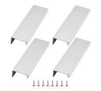 FESINSO Poignées de tiroir de cuisine et boutons d'armoire, bouton d'armoire, 4 pièces, poignée dissimulée argentée en alliage d'aluminium, poignée invisible argentée