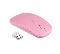Fesjoy 2.4G Wireless Mouse Moute ultrafine à 4 boutons sans fil Optical Mouse 1600DPI Compatible avec ordinateur de bureau ordinateur portable Noir rose bonbon