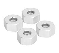 Fesjoy Adaptateur Hexagonal de Roue Combinée de 5mm à 12mm, avec Moyeu pour Camions WPL D12 1/10 RC, Alliage D'aluminium, Installation Facile, 4 Pièces (Argent S)