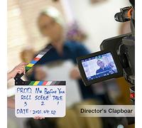 Fesjoy Ardoise de Clap de Film pour L'enregistrement Films en Direct en Studio, Ardoise Scène d'action Découpée Acrylique Haute qualité, Bâtons Noirs et Blancs (Bâtons Multicolores)