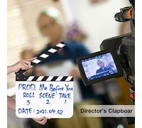Fesjoy Ardoise de Clap de Film pour L'enregistrement Films en Direct en Studio, Ardoise Scène d'action Découpée Acrylique Haute qualité, Bâtons Noirs et Blancs (Bâtons Noirs et Blancs)