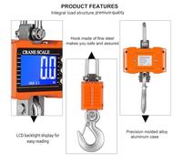 Fesjoy Balance Suspendue Industrielle, Balance de Grue Robuste, écran LCD, Maintien des Données pour les Chantiers Construction, Pêche, Activités Plein Air pour L'industrie Sidérurgique (Orange)