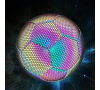 Fesjoy Ballon de Football Réfléchissant Lumineux pour les Amateurs de Football, Ballon avec Flash D'appareil Photo Très Visible, PU + EVA + Caoutchouc Résistant à L'usure, Taille 5 pour les (Taille 5)