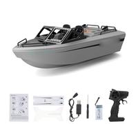 Fesjoy Bateau télécommandé Bateau RC Mini Jouet électrique Lac télécommandé 2,4 G Anti-interférence 10 KM/H 18 Min Moteur sans Balais Servo étanche pour Piscines et Lacs (Gris)