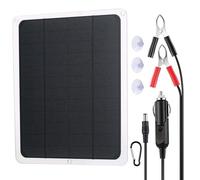 Fesjoy Chargeur d'entretien de Batterie Solaire Portable 12 V - Kit de Charge étanche pour Automobile, Bateau, Camping-Car - Panneau Solaire Léger pour Voiture, Moto, Noir