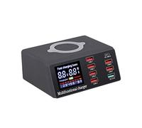 Fesjoy Chargeur USB sans Fil X9 8 Ports Charge Rapide PD + QC3.0 + Station de Charge de Port USB avec Affichage LED Compatible with téléphone/Ordinateur Portable/Tablette Prise UE