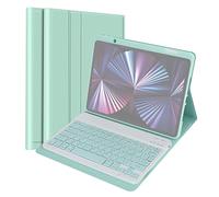 Fesjoy Clavier wirel BT Clavier USB avec étui de protection en cuir PU pour tablette compatible avec Air 4 10.9in/Air5 10.9in/Pro 11in(2018)/11in(2020)/11in(2021)/11in(2022)