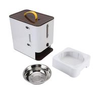 Fesjoy Distributeur de Nourriture pour Animaux de Compagnie, Station d'alimentation Transparente Grande capacité pour Chat, Intérieur et Extérieur, Matériau Durable, Facile à Nettoyer Les (Brun)