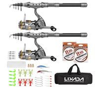 Fesjoy Ensemble de 2 Cannes à Pêche Télescopiques et Moulinet Légers pour Les Amateurs de Pêche, Comprend Accessoires, Idéal pour la Portable, en Alliage D'aluminium et en Matériau Oxford (1,8 m)