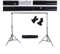 Fesjoy Ensemble de Barres Transversales de Support Fond 6,6 X 9,8 Pieds avec Pinces, Support en Aluminium pour éclairage Photographie, Toile Fond Réglable pour Studio Mode, Trépied Portable à Trois