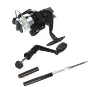 Fesjoy Ensemble de Bobines à Pêche à Stylo de Poche, Mini-Basse Légère Portable en Alliage en Alliage en Alliage en Aluminium pour Les Voyages, Amateur de Plein Air Idéal, Comprend la (Noir)