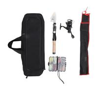 Fesjoy Ensemble de Cannes à Pêche Pliables, Canne à Pêche Compacte et Moulinet, Kit combiné de Poignée en Liège pour étangs, Rivages Océaniques, Matériau en Carbone (Ensemble combiné 1,8 M)