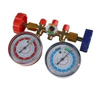 Fesjoy Ensemble de Jauge de Réfrigérant Voiture à 3 Voies avec Tuyaux 0,8 M Long et Code Couleur pour Haute et Basse Pression, adapté aux Travaux Charge Récupération CA