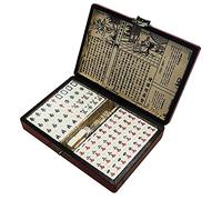 Fesjoy Ensemble de Mahjong de Haute qualité, 144 Tuiles, Jouet Traditionnel Chinois avec Caisse en Bois Pratique pour Passe-Temps d'été pour Adultes