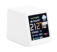 Fesjoy Horloge électronique de Bureau Numérique LCD avec Réseau WiFi pour Station de Prévisions Météorologiques, Horloge Calendrier Multifonctionnelle pour la Maison/Le Bureau en Matière Plastique