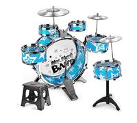 Fesjoy Instrument de Musique à Percussion pour Enfants, Ensemble de Batterie pour Enfants, Kit Batterie Débutants Juniors, 6 Pièces (Bleue)