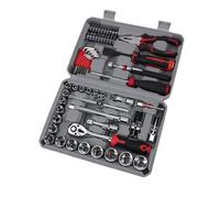 Fesjoy Jeu de 62 Clés à Douille à Cliquet, Ensemble D'outils Mécaniques Entraînement de 3/8 Pouces pour L'entretien Routine et les Réparations D'urgence pour Voitures et Camping-cars