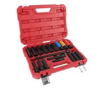 Fesjoy Jeu de Douilles de 1/2 Pouces, Fixation Sécurisée, Conception à 6 Points, Jeu Douilles à Impact Métrique 10 24mm, Barre D'extension, 18 Pièces pour les Amateurs Bricolage