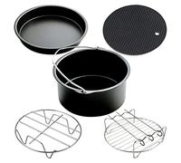 Fesjoy Kit D'accessoires pour Friteuse à Air Polyvalent, Ensemble de 10 Pièces, Plateau à Pizza, Support en Métal, Support Pain, Moule Cupcakes pour les Amateurs de Cuisine Friteuse Air 3,2 QT 5,8